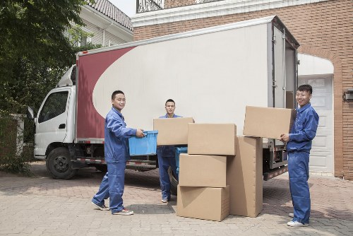 Packed boxes and furniture ready for local removals