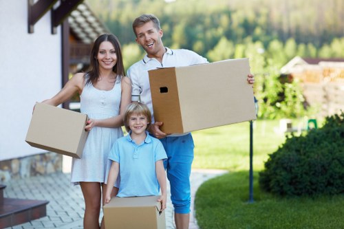 Packed boxes and furniture ready for local removals
