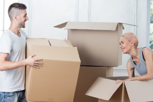 Unpacking boxes and setting up a new home after moving