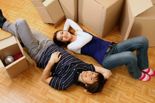 Careful loading of office boxes and desks for a move in New Addington