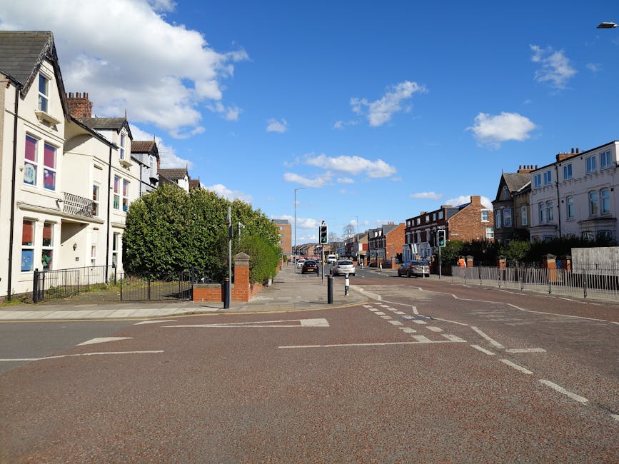 A quiet urban street scene on a cloudy day with a clear, straight road running through the center, lined on both sides by parked cars including sedans and hatchbacks, with some vehicles partially visible. On the left side, there is a sidewalk with large planter pots filled with flowers and green foliage, a few pedestrians walking past the storefronts of cafes and shops, and a lamppost near a building with signage for local businesses such as a pub or restaurant. On the right, more shops with colorful facades and awnings are visible, some with signs for pharmacy and retail outlets. In the background, trees with green leaves line the street, providing shade and a touch of nature in the urban environment. This setting illustrates a typical scene where a house removal or furniture transport process may be taking place, with Man With a Van New Addington and their home relocation services potentially involved in maneuvering moving equipment or vehicles nearby in this familiar town centre area.